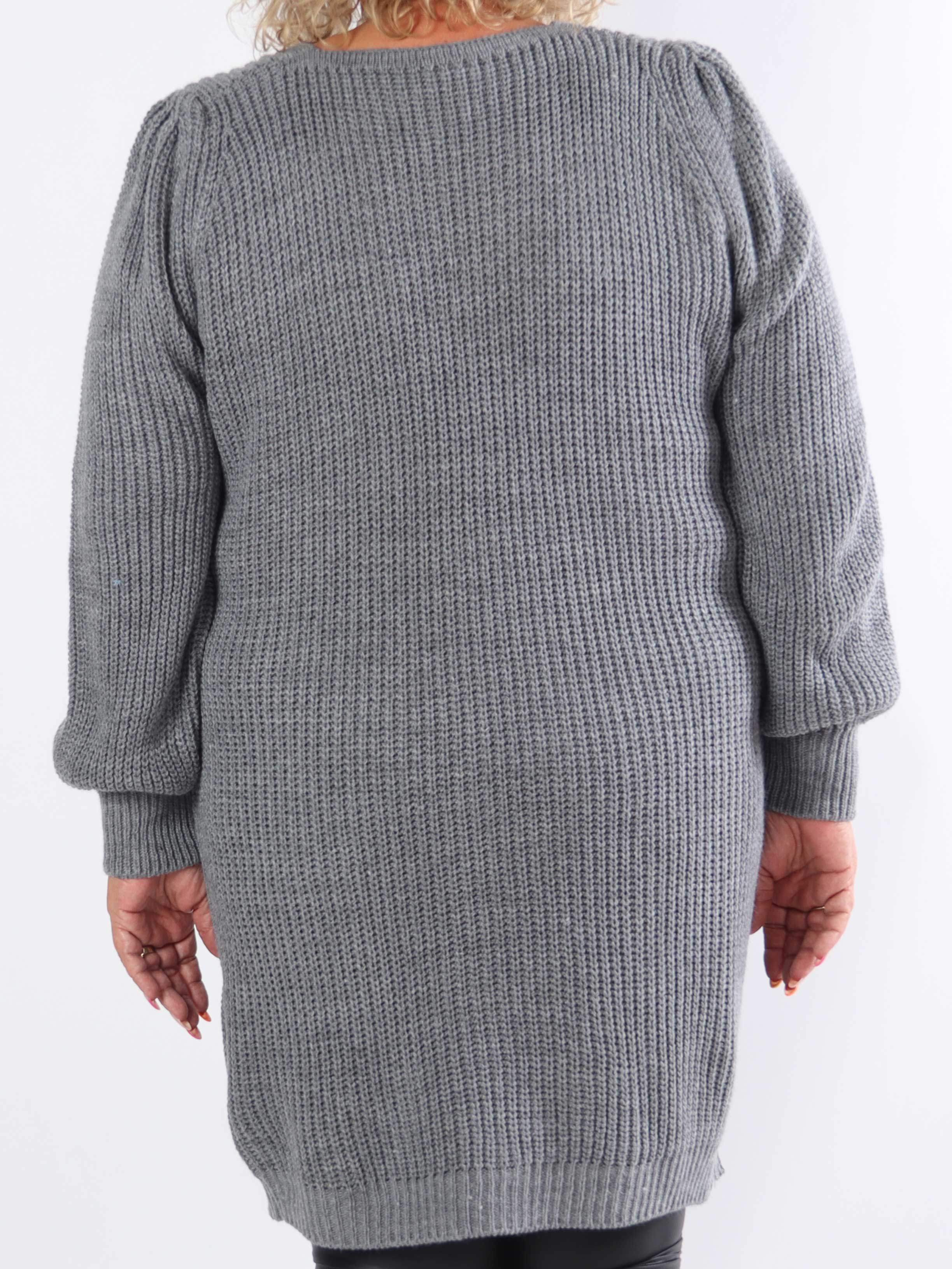 Dajana - Plus size strikkjole med ballonærmer